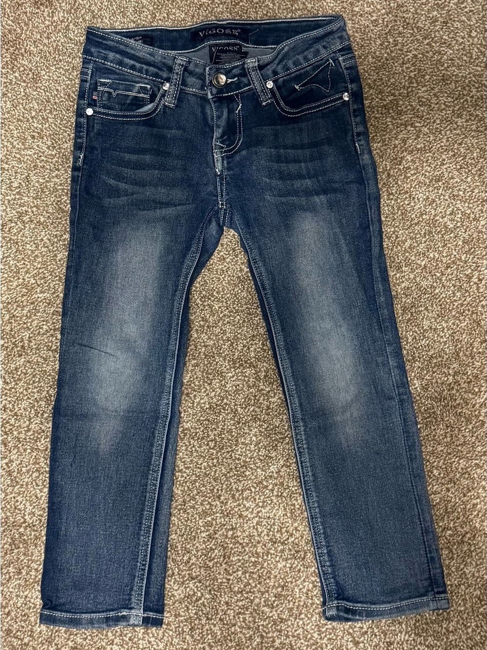 Vigoss Girls Dark Wash Slim Jeans - Dark Blue
